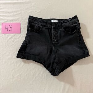 Ariya Black High-Waisted Button-Up Shorts